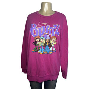 Bratz Sweatshirt Womens Medium Pink Purple Crewneck Pullover Graphic Dolls